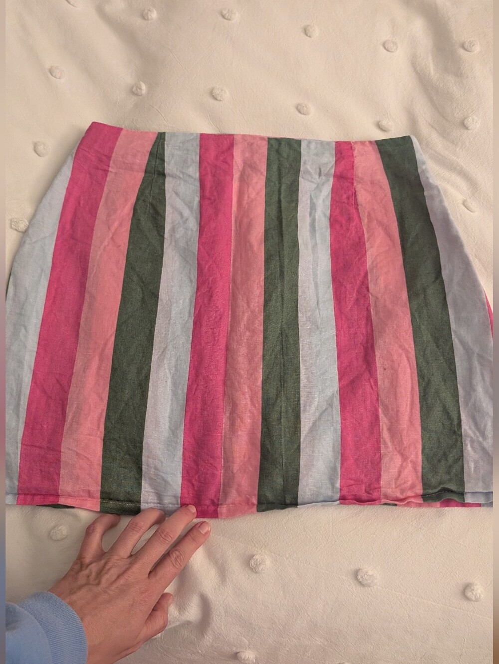 Zara Striped Mini Skirt in Pink, Green & Light Blue NWT - Picture 4 of 5